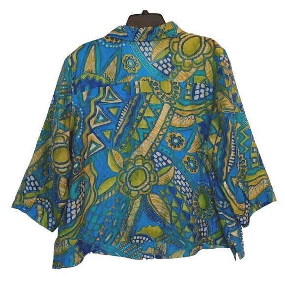 Erin by Erin London Size 2X Multicolor Partially Sheer Button up Top - Picture 2 of 8